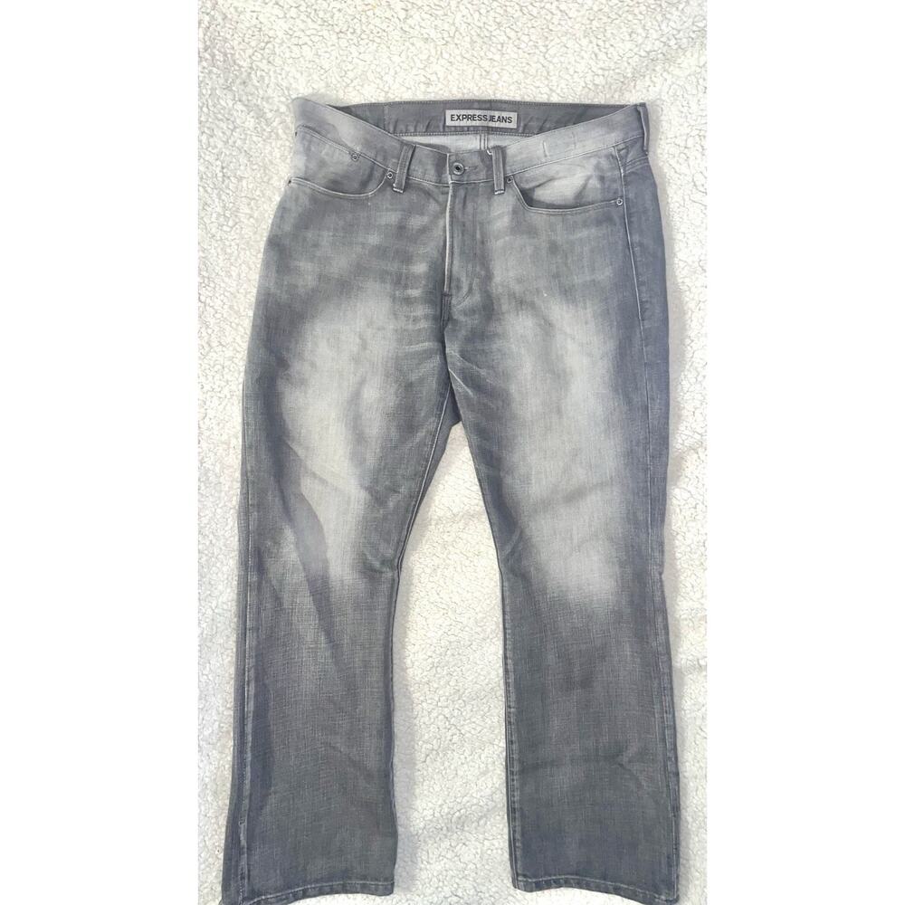 Men's 2014 Express Jeans Kingston Classic Fit Boot Cut Gray Sz 36x32
